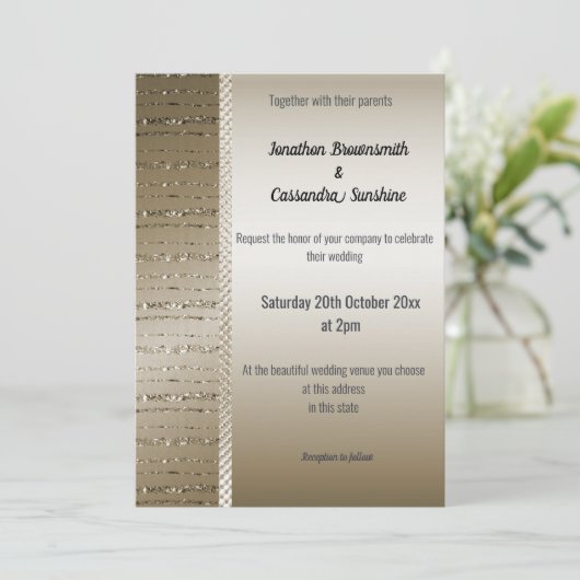 ELEGANTER METALLIC BRONZE PATTERN WEDING INVITATIO EINLADUNG (Stehend Vorderseite)