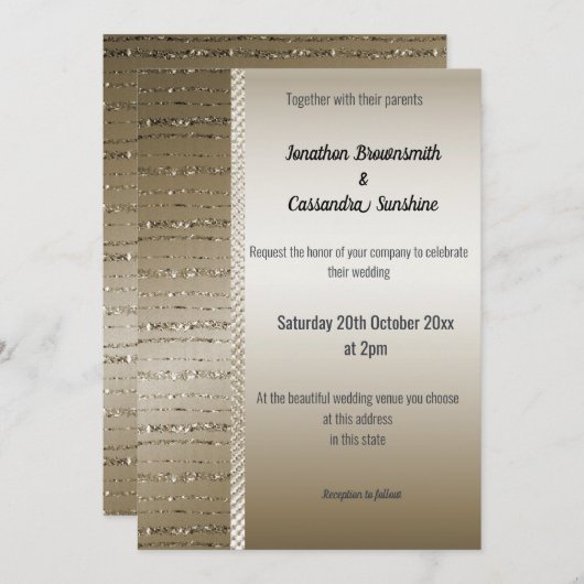 ELEGANTER METALLIC BRONZE PATTERN WEDING INVITATIO EINLADUNG (Vorne/Hinten)