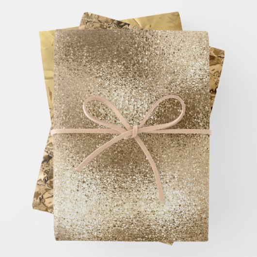 Eleganter Metallic Gold Glitzer FoxTown Factory St Geschenkpapier Set (Beispiel)