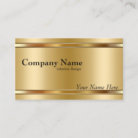 Eleganter Metallic Look Gold auf Gold Visitenkarte (Vorderseite)