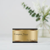 Eleganter Metallic Look Gold auf Schwarz Visitenkarte (Stehend Vorderseite)