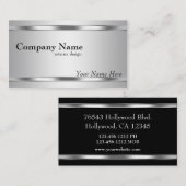 Eleganter Metallic Look Silver auf Silver Visitenkarte (Vorne/Hinten)