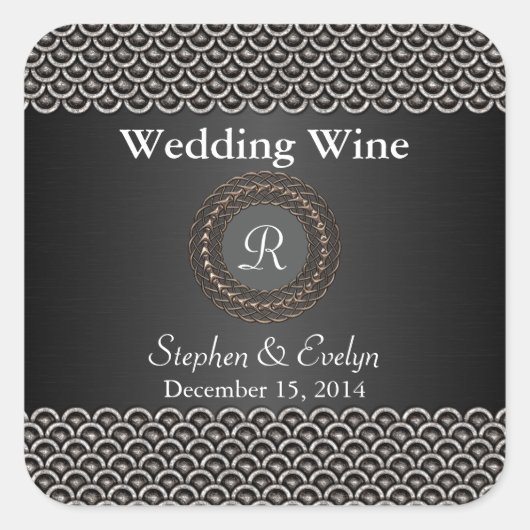 Eleganter Metallic Look Wedding Mini Wine Sticker (Vorderseite)