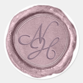 Eleganter Metallic Pink Wax Siegel Monogram Sticke Runder Aufkleber