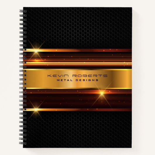 Eleganter metallischer goldener Streifen mit schwa Notizblock (Vorderseite)