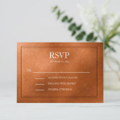 Eleganter metallischer Kupfer-Hochzeitstich RSVP Karte (Stehend Vorderseite)