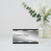Eleganter metallischer Look Silber und Schwarz Visitenkarte (Stehend Vorderseite)