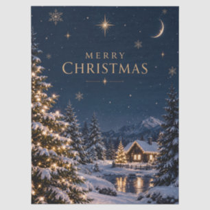 Eleganter Midnight Blue Weihnachts-Schneefichten-S Seidenpapier