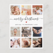 Eleganter Minimal 9 Foto Collage Weihnachten Postkarte (Vorderseite)