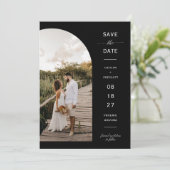 Eleganter Minimal Arch Foto QR Code Save the Date Einladung (Stehend Vorderseite)