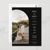 Eleganter Minimal Arch Foto QR Code Save the Date Postkarte (Vorne/Hinten)
