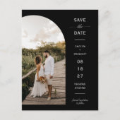 Eleganter Minimal Arch Foto QR Code Save the Date Postkarte (Vorderseite)