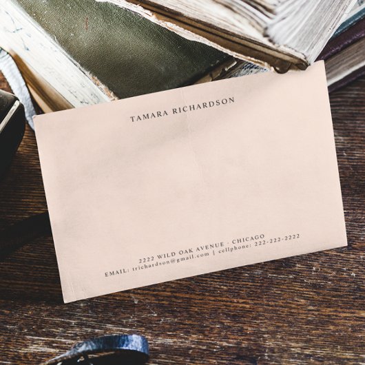 Eleganter Minimal Beige Personalisiert Mitteilungskarte