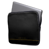 Eleganter Minimal Black Gold Line Name Laptopschutzhülle (Vorderseite Links)
