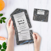 Eleganter Minimal Blue Gray Waves Abstrakt Hochzei All In One Einladung