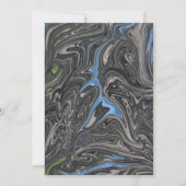 Eleganter Minimal Blue Gray Waves Abstrakt Hochzei Einladung (Rückseite)