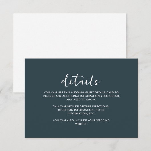 Eleganter Minimal Blue Wedding Guest Detail (Vorne/Hinten)