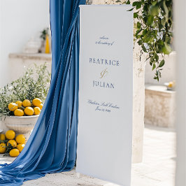 Eleganter Minimal Blue & White Wedding Willkommen Banner
