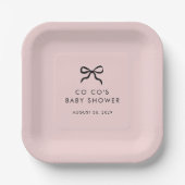 Eleganter Minimal Bow Baby Shower Cocktail Napkins Pappteller (Vorderseite)