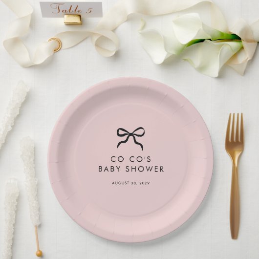Eleganter Minimal Bow Baby Shower Cocktail Napkins Pappteller (Hochzeit)