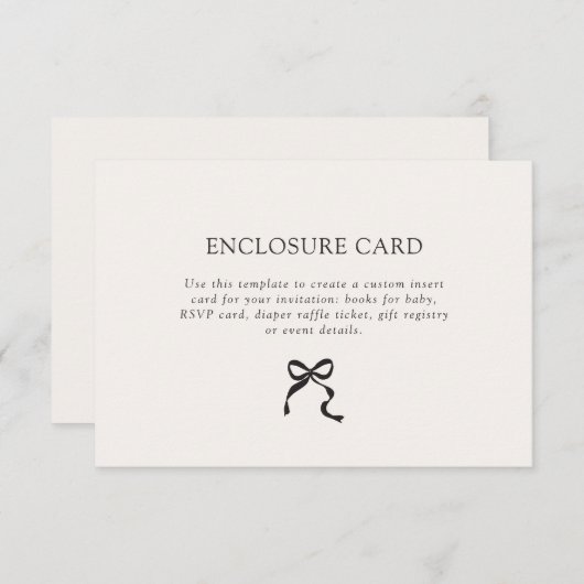 Eleganter Minimal Bow Begleitkarte (Vorne/Hinten)