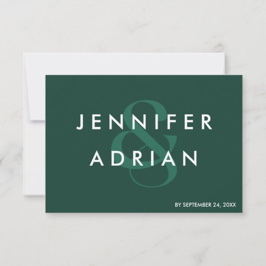 Eleganter Minimal Brunswick Green Modern Wedding R Einladung (Rückseite)