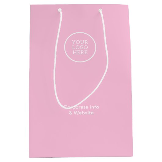 Eleganter Minimal Business Pink Logo Corporate Mittlere Geschenktüte (Vorderseite)