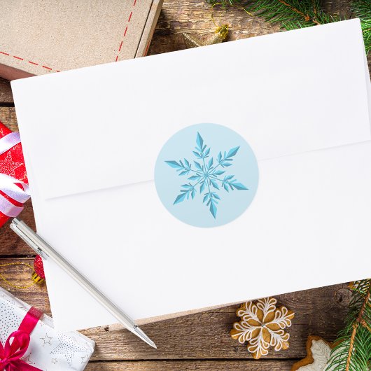 Eleganter Minimal Einfache Winter Snowflake Weihna Runder Aufkleber