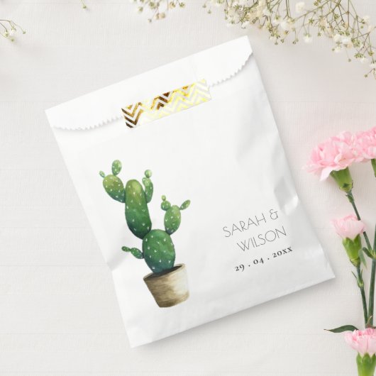 Eleganter Minimal gepotted Cactus Green Foliage Geschenktütchen (Versiegelt)