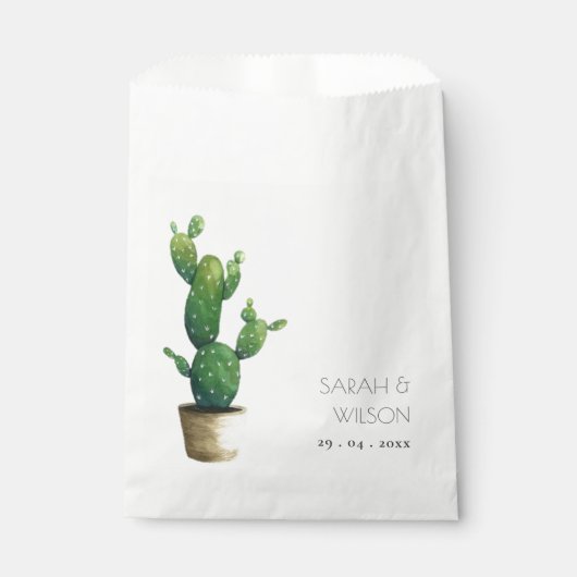 Eleganter Minimal gepotted Cactus Green Foliage Geschenktütchen (Vorderseite)
