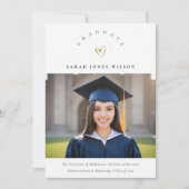 Eleganter Minimal Gold Heart Foto Abschluss Hat Ankündigung (Vorderseite)