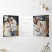 Eleganter Minimal Gold Line Arch 3-Foto Dreifach Gefaltete Karte (Innenseite)