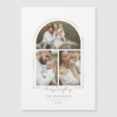 Eleganter Minimal Gold Line Arch 3-Foto Magnetkarte (Vorderseite)