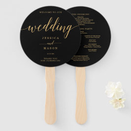 Eleganter Minimal Gold Round Wedding Hand Fan Fächer