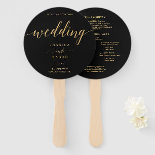 Eleganter Minimal Gold Round Wedding Hand Fan Fächer