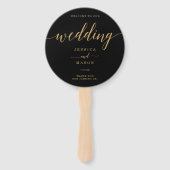 Eleganter Minimal Gold Round Wedding Hand Fan Fächer (Vorderseite)
