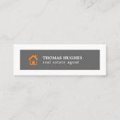 Eleganter Minimal Gray Orange Agent Mini Visitenkarte (Vorderseite)