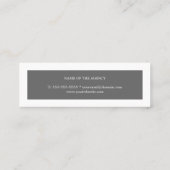 Eleganter Minimal Gray Orange Agent Mini Visitenkarte (Rückseite)