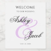 Eleganter Minimal Lila Individuelle Name Hochzeit Weinetikett (Einzelnes Label)