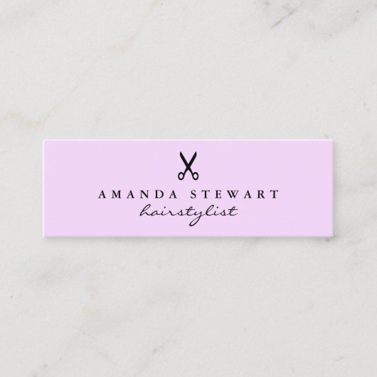 Eleganter Minimal lila Schere Mini Visitenkarte (Vorderseite)