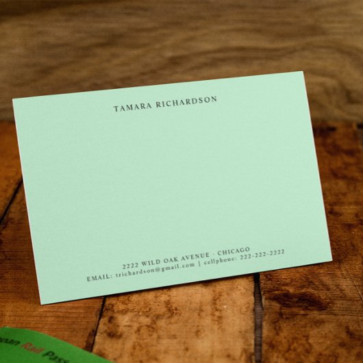 Eleganter Minimal Mint Green Personalisiert Mitteilungskarte