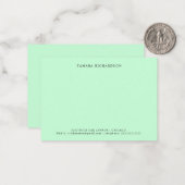 Eleganter Minimal Mint Green Personalisiert Mitteilungskarte (Vorderseite/Rückseite Beispiel)