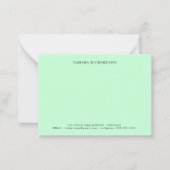 Eleganter Minimal Mint Green Personalisiert Mitteilungskarte (Vorderseite)