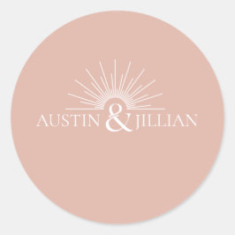 Eleganter Minimal Moderner Hochzeitsplatz Runder Aufkleber