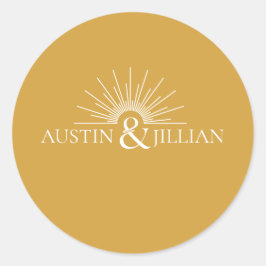 Eleganter Minimal Moderner Hochzeitsplatz Runder Aufkleber