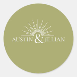 Eleganter Minimal Moderner Hochzeitsplatz Runder Aufkleber