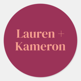 Eleganter Minimal Moderner Hochzeitsplatz Runder Aufkleber