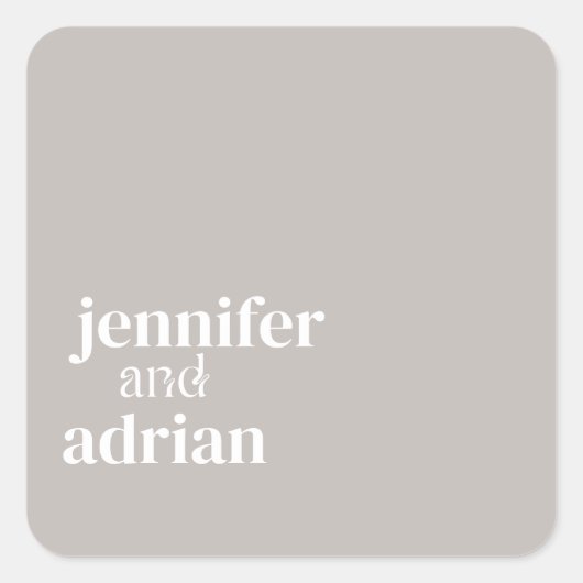 Eleganter Minimal Moderner Platz für Hochzeiten Quadratischer Aufkleber (Vorderseite)