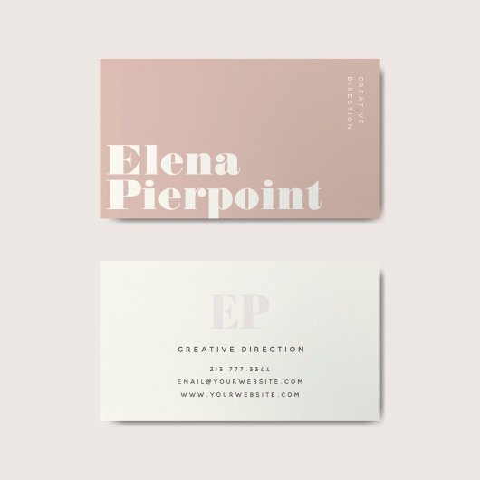 Eleganter Minimal-Monogramm-Blush Elfenbeinfarben Visitenkarte