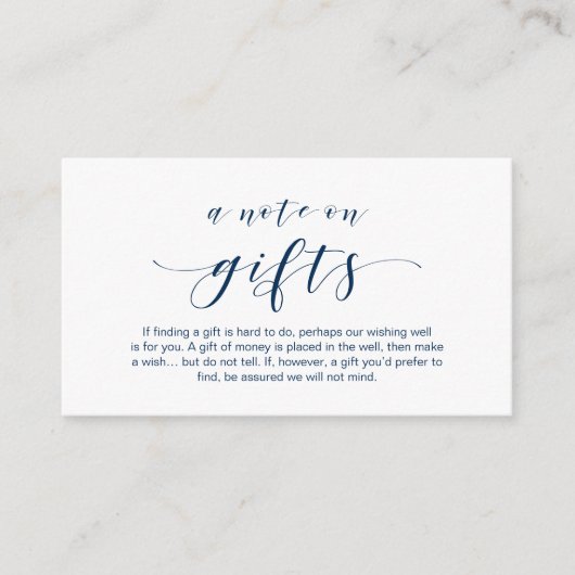 Eleganter Minimal, Navy Blue Schriftart, Ein Hinwe Begleitkarte (Vorderseite)